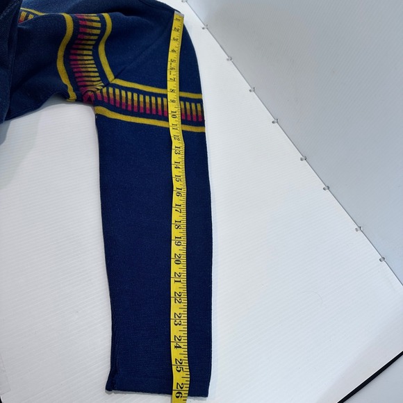 Vintage Lido of California Sweater‎ Mens Medium Blue Striped Wool Acrylic Blend - Picture 7 of 7